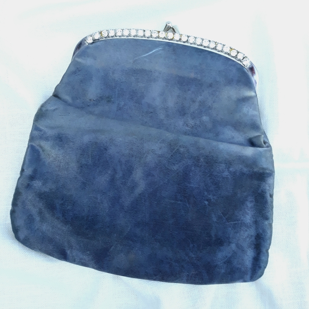 Vintage satin purse with rhinestone clasp